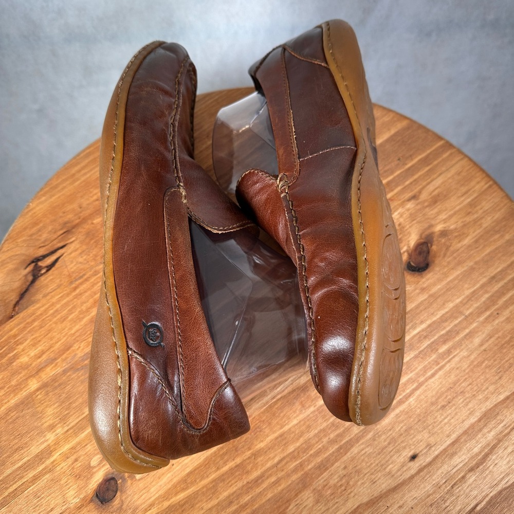 Born Loafers Mens 10.5 Brown Good Leather Slip On Moc Toe H30916 Handcrafted - Picture 10 of 15